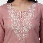 Women's Pink Notch Neck Printed Straight Kurta, Light Pink, small