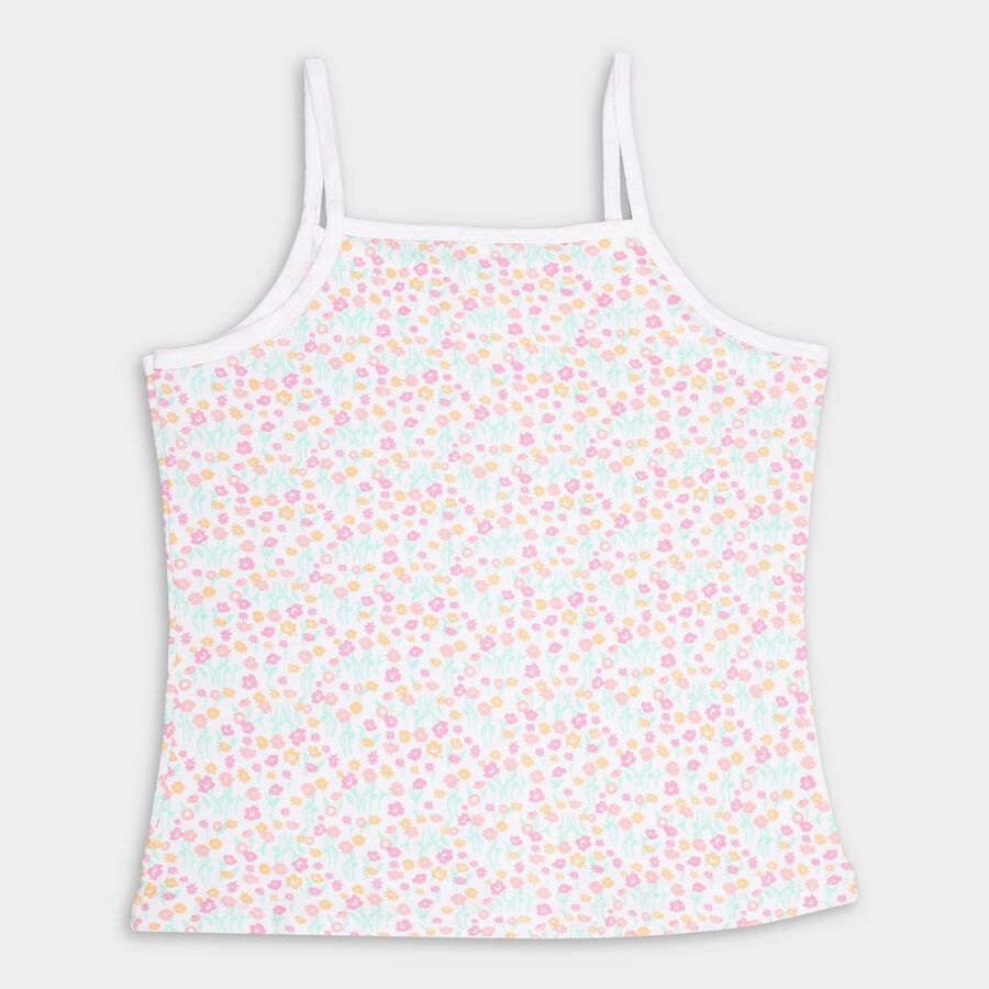 Girls' Bright Multicolor Cotton Spaghetti Neck Casual Vest, Light Green, large image number null