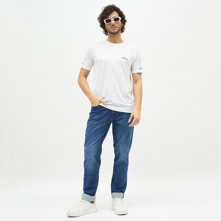 Men's Off White Crew Neck Athleisure Drifit T-Shirt, Off White, large