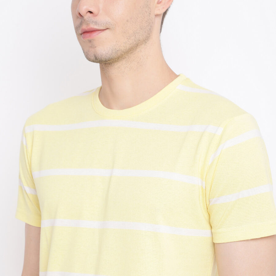 Stripes Round Neck T-Shirt, Yellow, large image number null