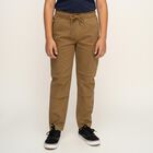 Boys' Warm Caramel Brown Regular Fit Cargo Trousers, खाकी, small image number null