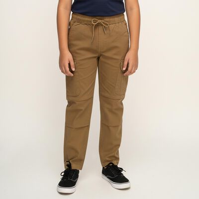Boys' Warm Caramel Brown Regular Fit Cargo Trousers