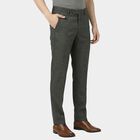 Men's Mid Grey Slim Fit Check Formal Trousers, मिश्रित मध्यम ग्रे, small