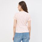 Women's Bright Candy Pink Cotton Blend Round Neck Graphic T-Shirt, गुलाबी, small