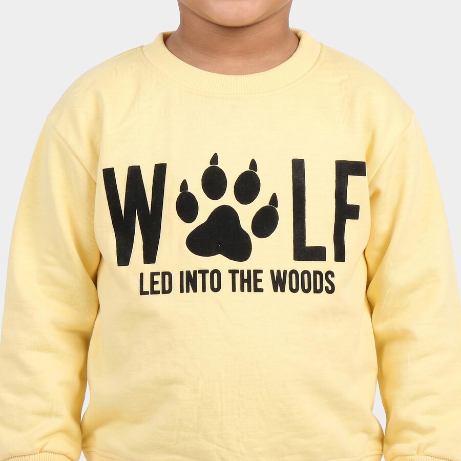 Boys' Yellow Crew Neck Pullover Sweatshirt, पीला, large