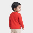 Infants Red Cotton Round Neck Regular T-Shirt, Red, small
