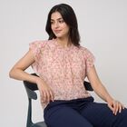 Women's Pink Round Neck Regular Top, गुलाबी, small