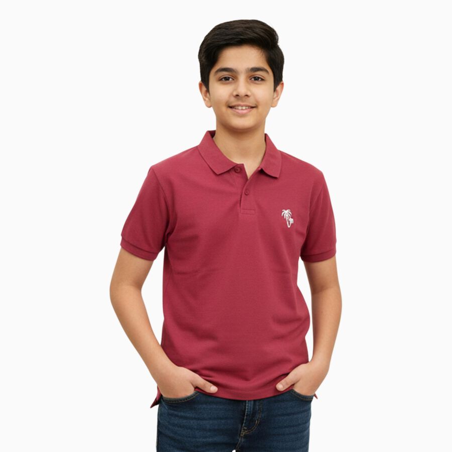 Boys' Half Sleeves T-Shirt, Pink, large image number null