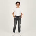 Boys' Charcoal Black Slim Fit Elastic Waist Jeans, हल्का ग्रे, small image number null