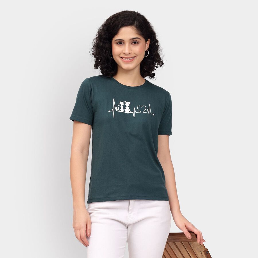 Ladies' Round Neck T-Shirt, Dark Green, large image number null