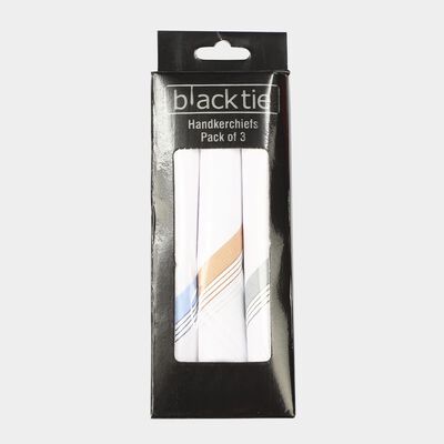 Men's White Striped Pack of 3 Handkerchief