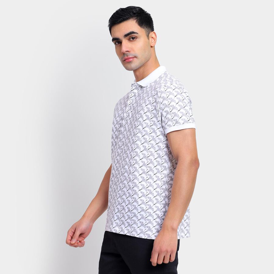 Men's 100% Cotton Collared Half Sleeves T-Shirt , सफ़ेद, large image number null
