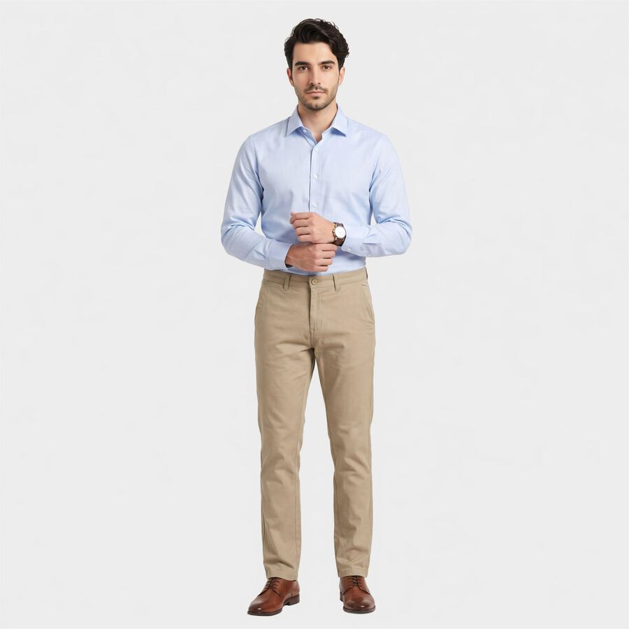 Men's Beige Slim Fit Chino Trousers, गहरा पीला, large