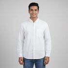 Men's White Cotton Spread Collar Classic Casual Shirt, White, small