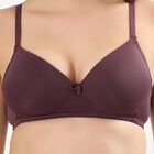 Women's Deep Plum Padded Wireless Bra, वाइन, small