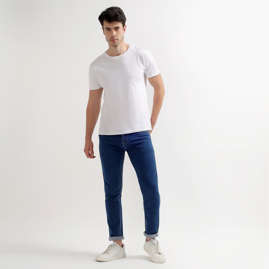 Men's Slim Fit Jeans, मध्यम नीला, large image number null