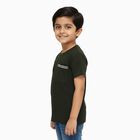 Boys Dark Olive Green Crew Neck Casual Half Sleeve T-Shirt, Olive, small