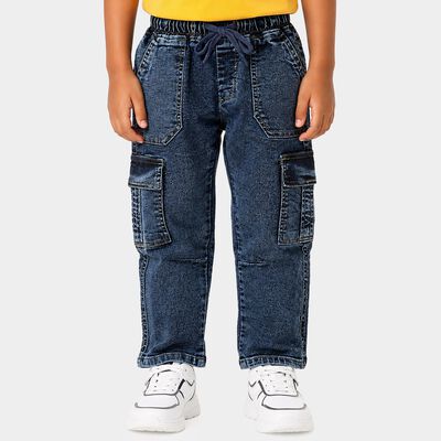 Boys Blue Relaxed Fit Cargo Jeans