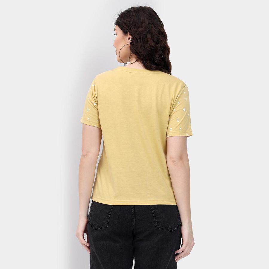 Ladies' Round Neck T-Shirt , खाकी, large