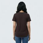 Women's Brown Round Neck Casual T-Shirt, भूरा, small