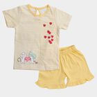 Infants Yellow Cotton Sleeveless Casual Shorts Set, Yellow, small