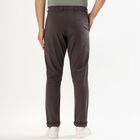 Men's Dark Charcoal Grey Slim Fit Flat-Front Casual Trousers, गहरा ग्रे, small image number null