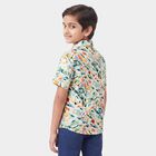 Boys' White Cotton Spread Collar Shirt, White, small