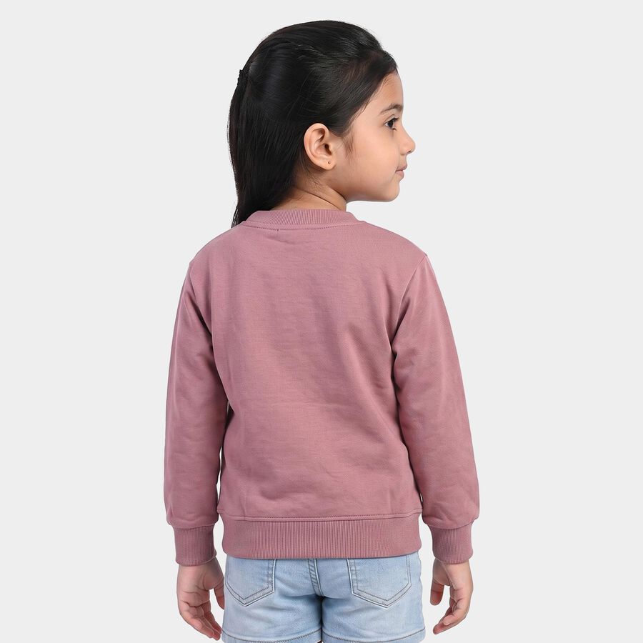 Girls Purple Crew Neck Pullover Sweatshirt, बैंगनी, large
