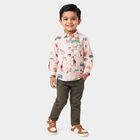 Boys Off White Cotton Collared Regular Fit Shirt, Off White, small