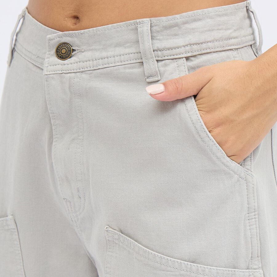 Ladies' Light Gray Regular Fit High Rise Trousers, Light Grey, large image number null