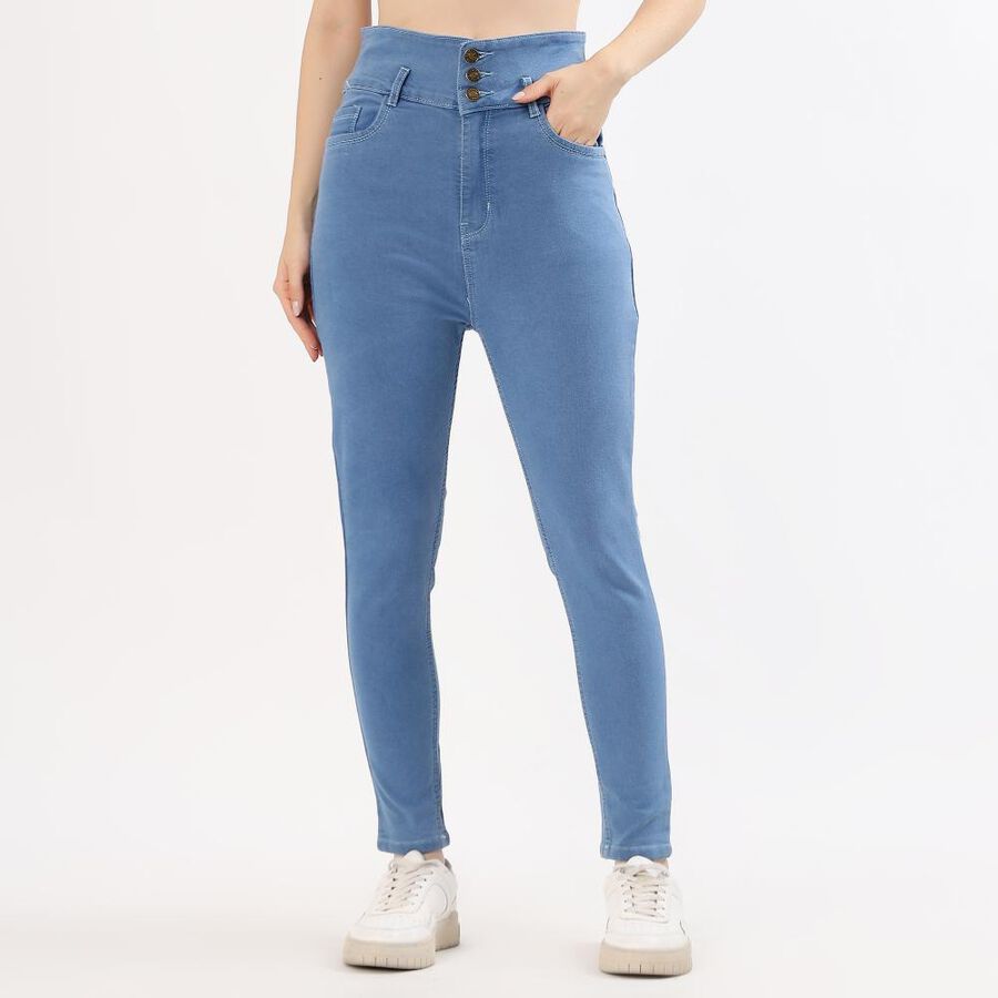 Ladies' Jeans, मध्यम नीला, large