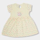 Infant Girls' 100% Cotton Frock, पीला, small