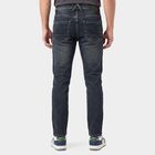 Men's Navy Blue Slim Fit Washed Jeans, Dark Blue, small