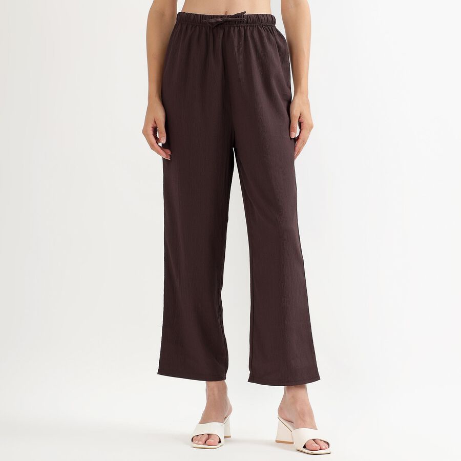 Women's Deep Chocolate Brown Balloon Fit Solid Harem Pants, Brown, large image number null