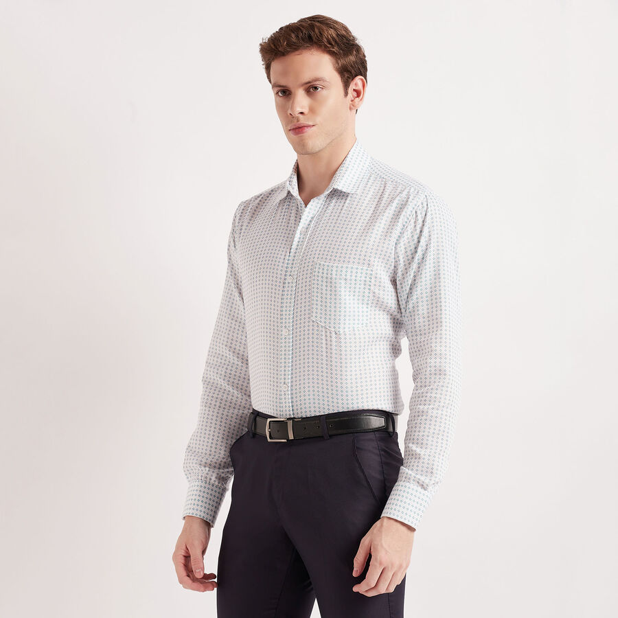 Printed Formal Shirt, White, large image number null