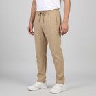 Men's Beige Slim Fit Drawstring Chino Trousers, गहरा पीला, small