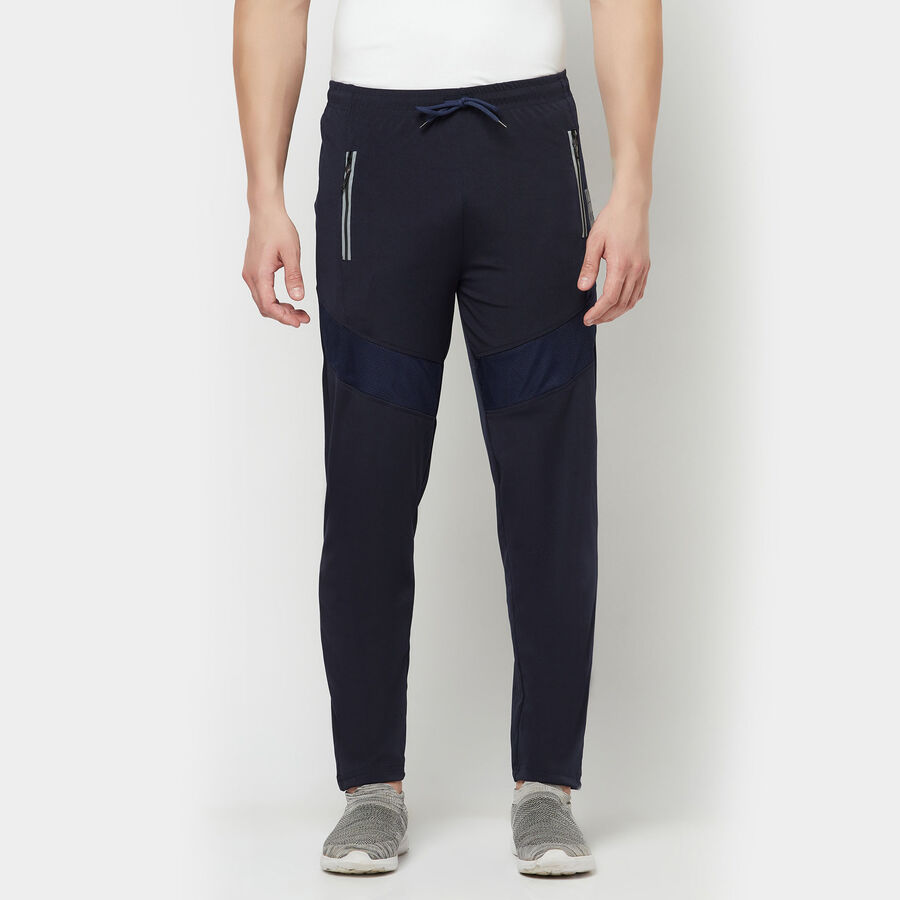 Cut & Sew Slim Track Pants, Navy Blue, large image number null
