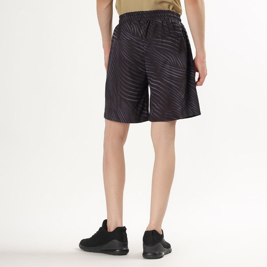 Men's Dark Charcoal Black Regular Length Printed Bermuda Shorts, Black, large image number null