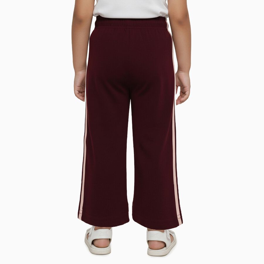 Girls' Deep Maroon Cotton Blend Bow Print Pyjama, वाइन, large image number null