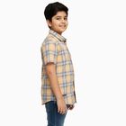 Boys Bright Mustard Yellow Cotton Half Sleeve Classic Casual Shirt, Yellow, small image number null