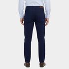 Men's Blue Slim Fit Flat-Front Casual Trousers, Mid Blue, small