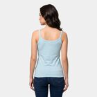 Women's Light Blue Cotton Scoop Neck Camisole Slip, Light Blue, small