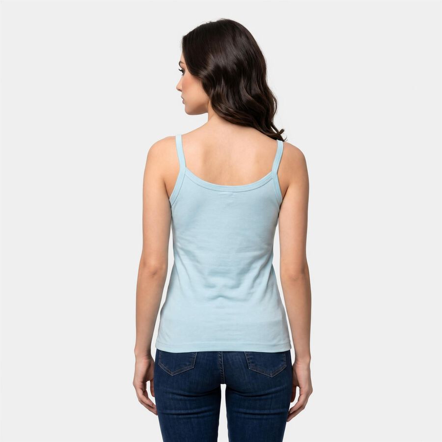 Women's Light Blue Cotton Scoop Neck Camisole Slip, Light Blue, large