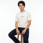 Men's White Round Neck Regular T-Shirt, White, small