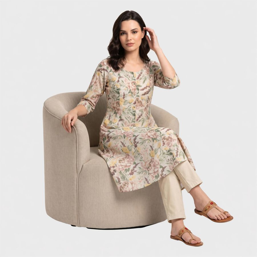 Women's Light Pink Floral Printed Ethnic Set, Light Pink, large