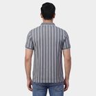 Men's Blue Polo Neck Preppy Collared T-Shirt, मध्यम नीला, small