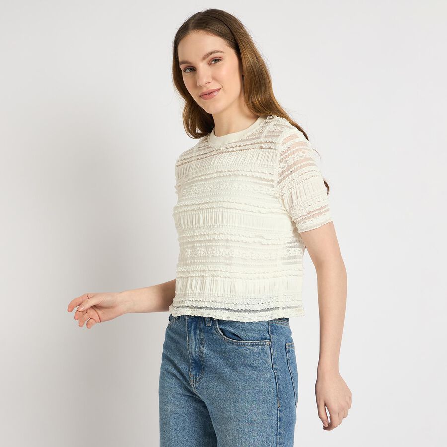 Ladies'  Crop  Top, ऑफ व्हाइट, large