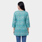 Women's Blue Round Neck Printed Kurti, Light Blue, small