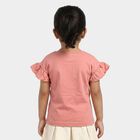 Girls Pink Cotton Round Neck Regular T-Shirt, हल्का गुलाबी, small