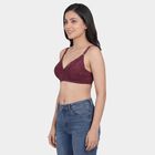 Women's Wine V-Neck Wireless Lace Bra, Wine, small